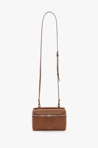 Bolso cruzado Vanity en piel marrón oscuro
