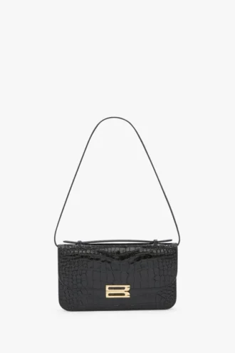 Bolso de mano Dorian en piel negra repujada
