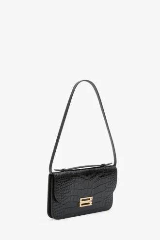 Bolso de mano Dorian en piel negra repujada