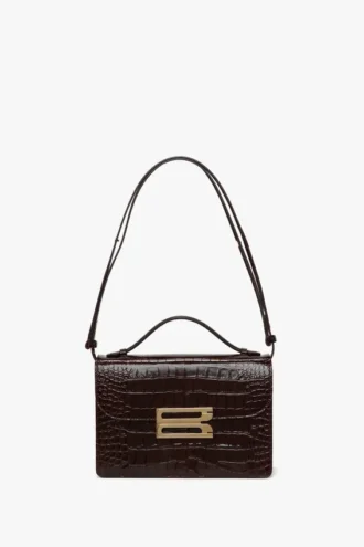 Bolso Dorian en piel marrón oscuro con relieve