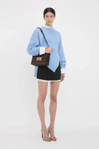 Bolso Dorian en piel marrón oscuro con relieve