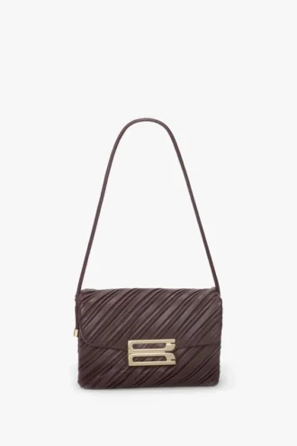 Bolso Soft Dorian en piel plisada color burdeos