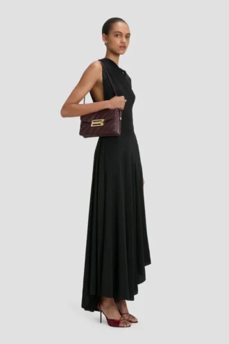 Bolso Soft Dorian en piel plisada color burdeos