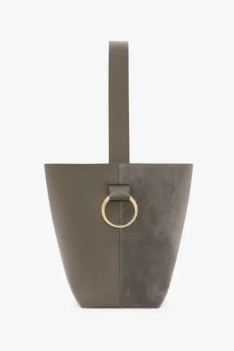 Bolso tipo cubo Dia en piel gris guijarro