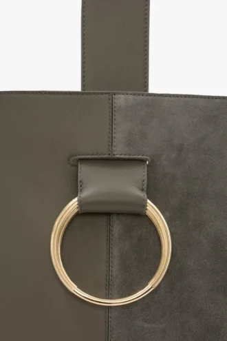 Bolso tipo cubo Dia en piel gris guijarro