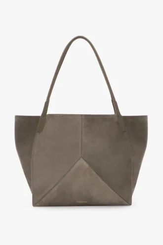 Bolso tote The Victoria grande en ante gris guijarro