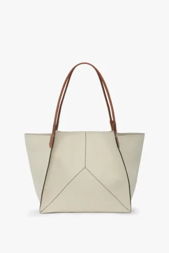 Bolso tote Victoria grande en lona marfil