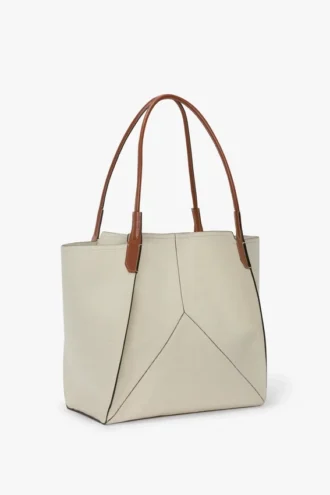 Bolso tote Victoria grande en lona marfil