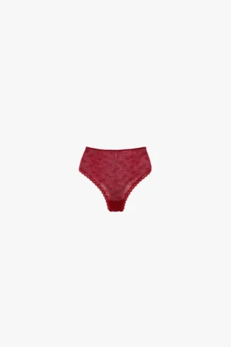 Braguitas con monograma de encaje en rojo amapola