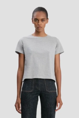 Camiseta de corte entallado en gris jaspeado