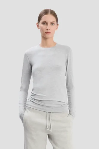 Camiseta de manga larga en gris jaspeado