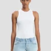 Camiseta sin mangas de canalé en blanco Camiseta sin mangas de canalé en blanco