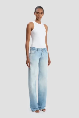 Camiseta sin mangas de canalé en blanco