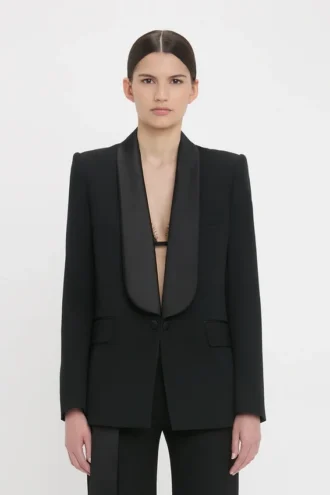 Chaqueta de esmoquin con cuello chal en negro