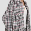 Chaqueta tipo capullo holgada con estampado de cuadros azul y rojo Chaqueta tipo capullo holgada con estampado de cuadros azul y rojo