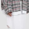 Chaqueta tipo capullo holgada con estampado de cuadros azul y rojo Chaqueta tipo capullo holgada con estampado de cuadros azul y rojo
