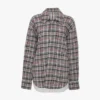 Chaqueta tipo capullo holgada con estampado de cuadros azul y rojo Chaqueta tipo capullo holgada con estampado de cuadros azul y rojo