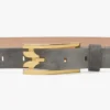 Cinturón con hebilla de pasador Dorian en ante gris guijarro Cinturón con hebilla de pasador Dorian en ante gris guijarro