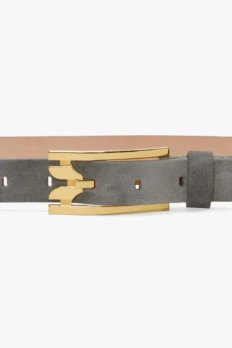 Cinturón con hebilla de pasador Dorian en ante gris guijarro