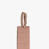Etiqueta de equipaje en piel con relieve de cocodrilo en rosa palo Etiqueta de equipaje en piel con relieve de cocodrilo en rosa palo