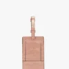 Etiqueta de equipaje en piel con relieve de cocodrilo en rosa palo Etiqueta de equipaje en piel con relieve de cocodrilo en rosa palo