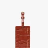Etiqueta para equipaje en piel con relieve de cocodrilo en rojo ladrillo Etiqueta para equipaje en piel con relieve de cocodrilo en rojo ladrillo
