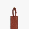 Etiqueta para equipaje en piel con relieve de cocodrilo en rojo ladrillo Etiqueta para equipaje en piel con relieve de cocodrilo en rojo ladrillo