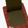 Etiqueta para equipaje en piel con relieve de cocodrilo en rojo ladrillo Etiqueta para equipaje en piel con relieve de cocodrilo en rojo ladrillo