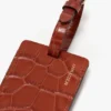 Etiqueta para equipaje en piel con relieve de cocodrilo en rojo ladrillo Etiqueta para equipaje en piel con relieve de cocodrilo en rojo ladrillo