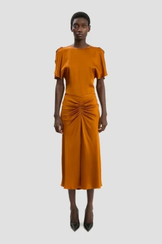 Falda midi Bela en color bronce