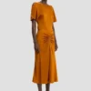 Falda midi Bela en color bronce Falda midi Bela en color bronce