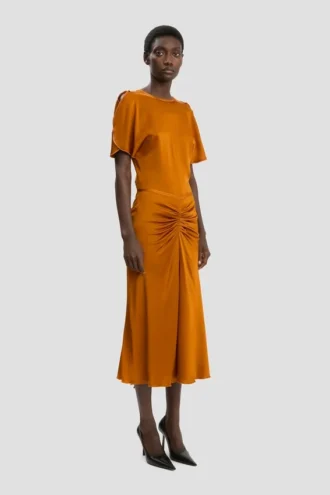 Falda midi Bela en color bronce