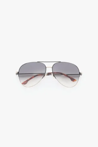 Gafas de sol de piloto de metal fino en dorado y negro