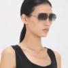 Gafas de sol de piloto de metal fino en dorado y negro Gafas de sol de piloto de metal fino en dorado y negro