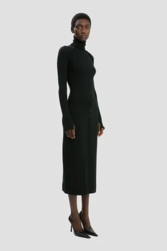 Falda midi con botones en negro
