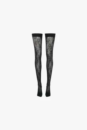 Medias de liga con monograma VB en negro