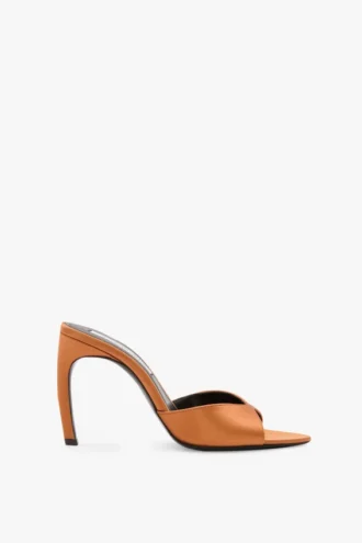 Mule Harlow 100 en satén bronce