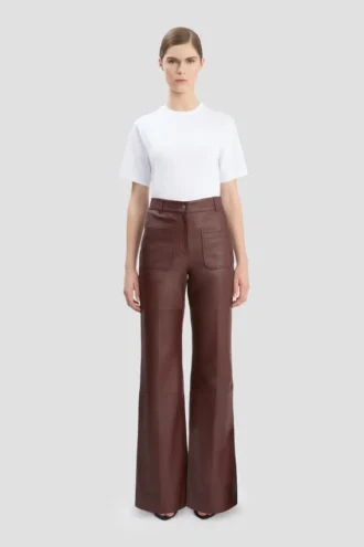 Pantalón Alina de piel en color burdeos