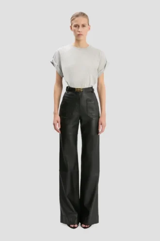 Pantalón Alina de piel en negro