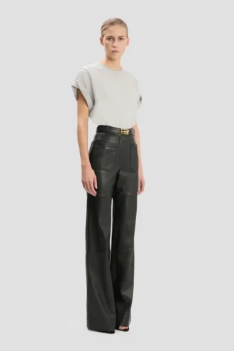 Pantalón Alina de piel en negro