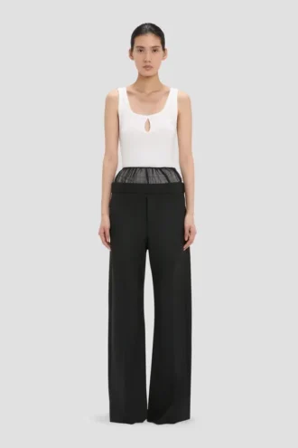 Pantalón con paneles transparentes en negro