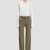 Pantalón de corte recto en mezcla de salvia