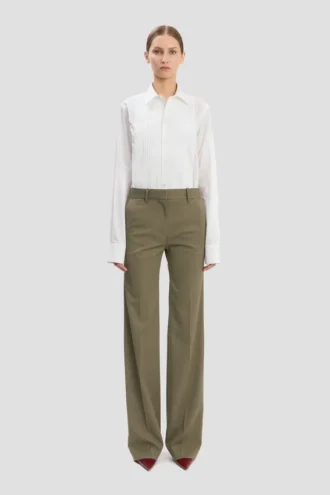 Pantalón de corte recto en mezcla de salvia