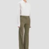 Pantalón de corte recto en mezcla de salvia