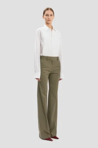 Pantalón de corte recto en mezcla de salvia