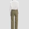 Pantalón de corte recto en mezcla de salvia