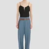 Pantalón de pierna curvada en azul nube