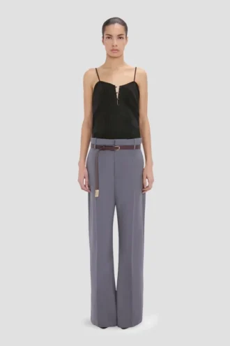 Pantalón recto con vuelta en color flint