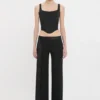 Pantalones con cinturilla de satén en negro Pantalones con cinturilla de satén en negro