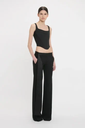 Pantalones con cinturilla de satén en negro Pantalones con cinturilla de satén en negro